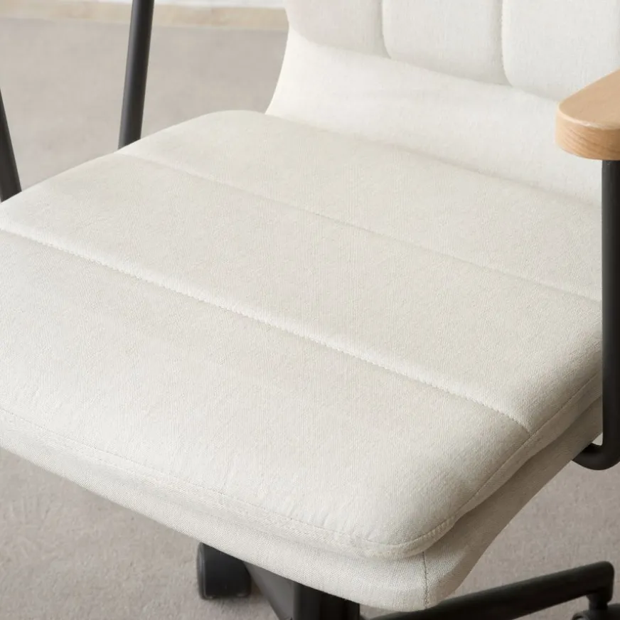 Banak Aiko Chaise de bureau rembourrée beige avec accoudoirs et roulettes