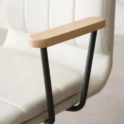 Banak Aiko Chaise de bureau rembourrée beige avec accoudoirs et roulettes