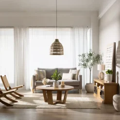 Banak Amaia Table basse ronde en bois massif de manguier