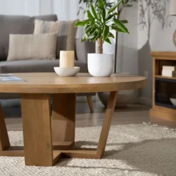 Banak Amaia Table basse ronde en bois massif de manguier
