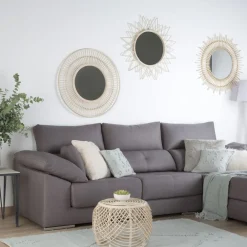 Banak Amares Miroir rotin naturel