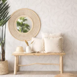 Banak Arade Miroir rond mural en rotin naturel