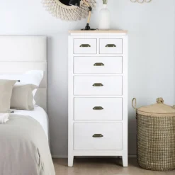 Banak Avelin Commode blanc et naturel