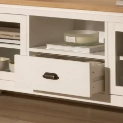 Banak Avelin Meuble tv blanc et naturel