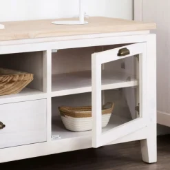 Banak Avelin Meuble tv blanc et naturel