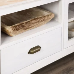 Banak Avelin Meuble tv blanc et naturel