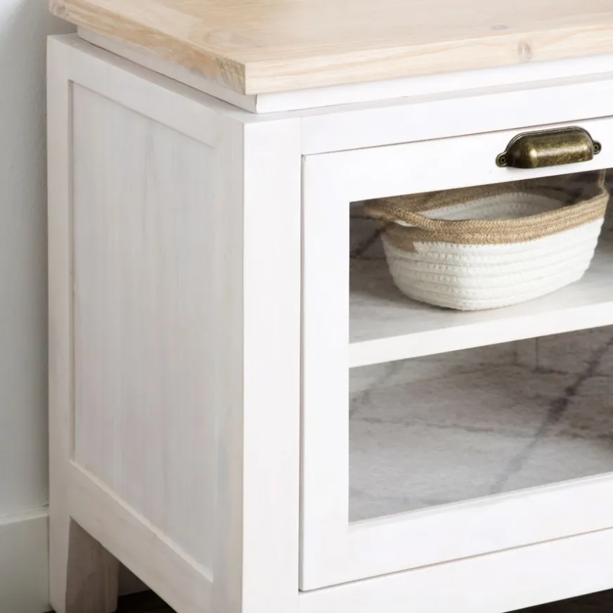 Banak Avelin Meuble tv blanc et naturel