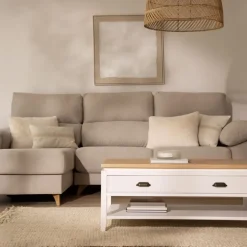 Banak Avelin Table basse relevable en bois blanc et naturel