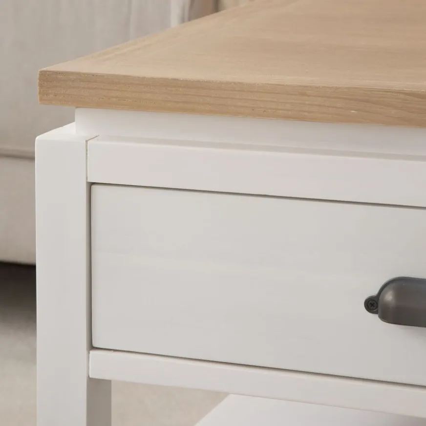 Banak Avelin Table basse relevable en bois blanc et naturel