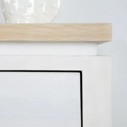 Banak Avelin Table de nuit blanche et naturelle