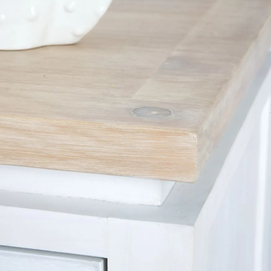 Banak Avelin Table de nuit blanche et naturelle