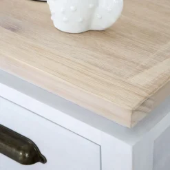 Banak Avelin Table de nuit étroite blanche et naturelle