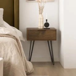 Banak Baltic Table de nuit en bois massif et métal