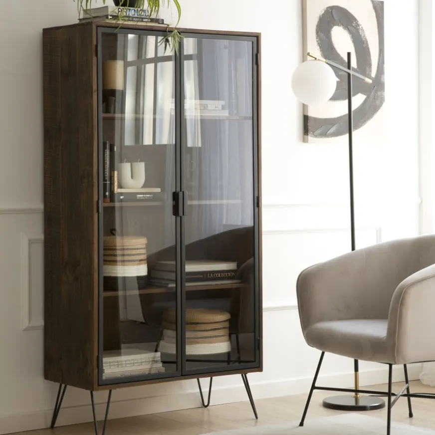 Banak Baltic Vitrine en bois massif et métal