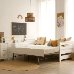Enfant Banak Bemy Lit nid pour matelas de 90x190 laqué en blanc