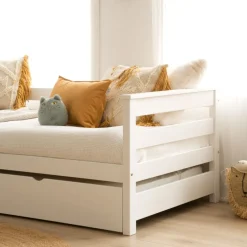 Enfant Banak Bemy Lit nid pour matelas de 90x190 laqué en blanc