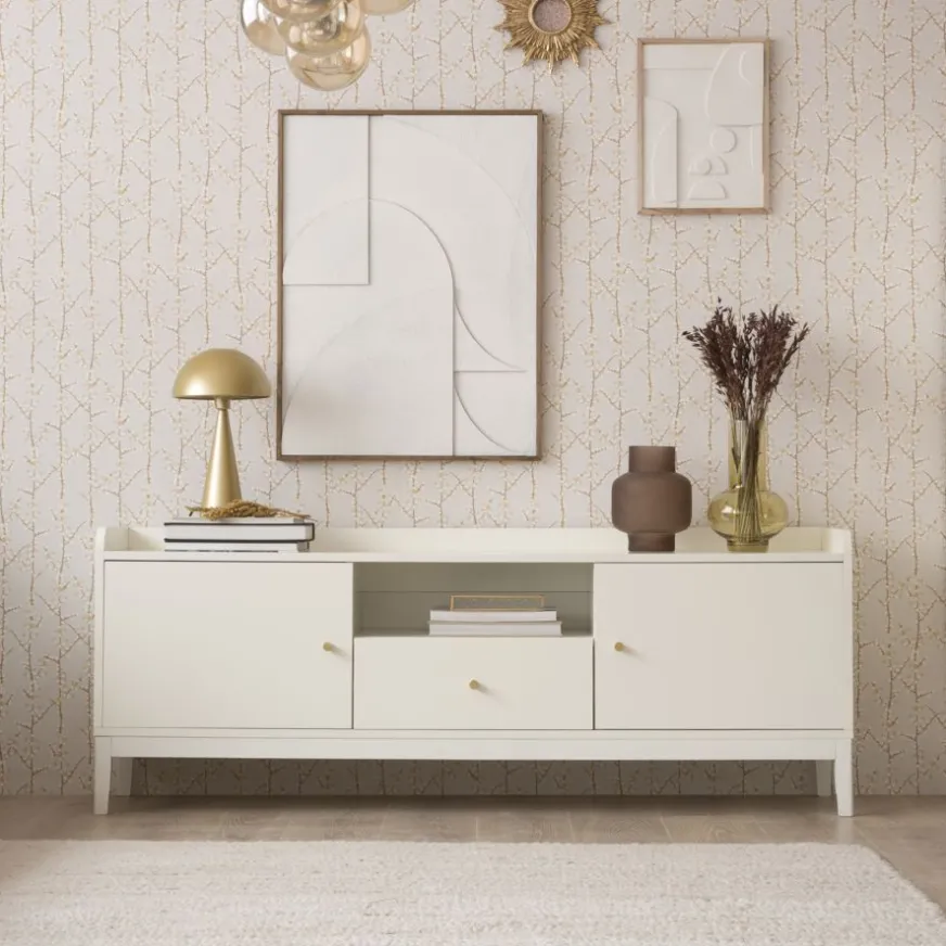 Banak Berna Meuble tv en bois laqué blanc