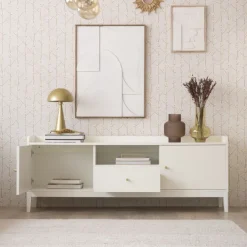 Banak Berna Meuble tv en bois laqué blanc