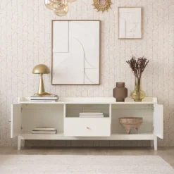 Banak Berna Meuble tv en bois laqué blanc