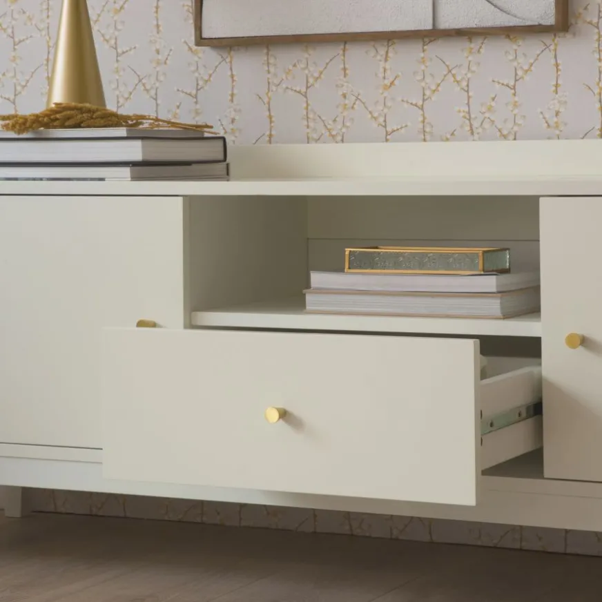 Banak Berna Meuble tv en bois laqué blanc