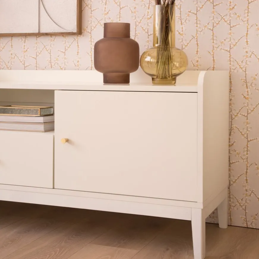 Banak Berna Meuble tv en bois laqué blanc