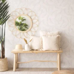 Banak Bessa Miroir rond mural en rotin naturel
