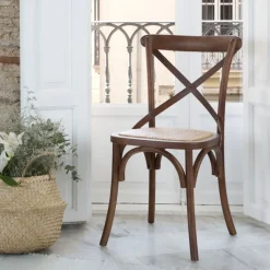 Banak Bihar Chaise en bois massif d'orme couleur teck