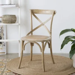 Banak Bihar Chaise en bois massif d'orme couleur naturelle antique