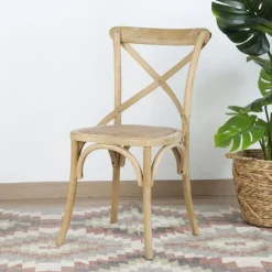 Banak Bihar Chaise en bois massif d'orme couleur naturelle antique