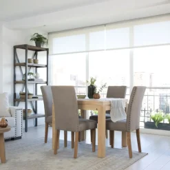 Banak Blay Table à manger extensible carrée 90/180 en bois couleur naturelle