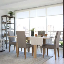 Banak Blay Table à manger extensible carrée 90/180 en bois couleur naturelle