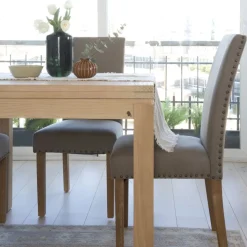 Banak Blay Table à manger extensible carrée 90/180 en bois couleur naturelle