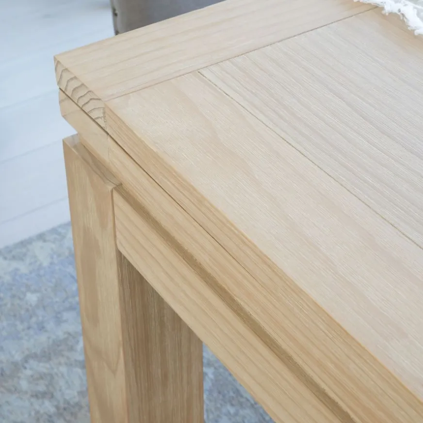 Banak Blay Table à manger extensible carrée 90/180 en bois couleur naturelle