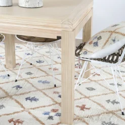 Banak Blay Table à manger extensible carrée 90/180 en bois couleur naturelle