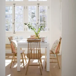 Banak Blay Table à manger carrée extensible 90/180 en bois laqué blanc