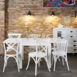 Banak Blay Table à manger carrée extensible 90/180 en bois laqué blanc