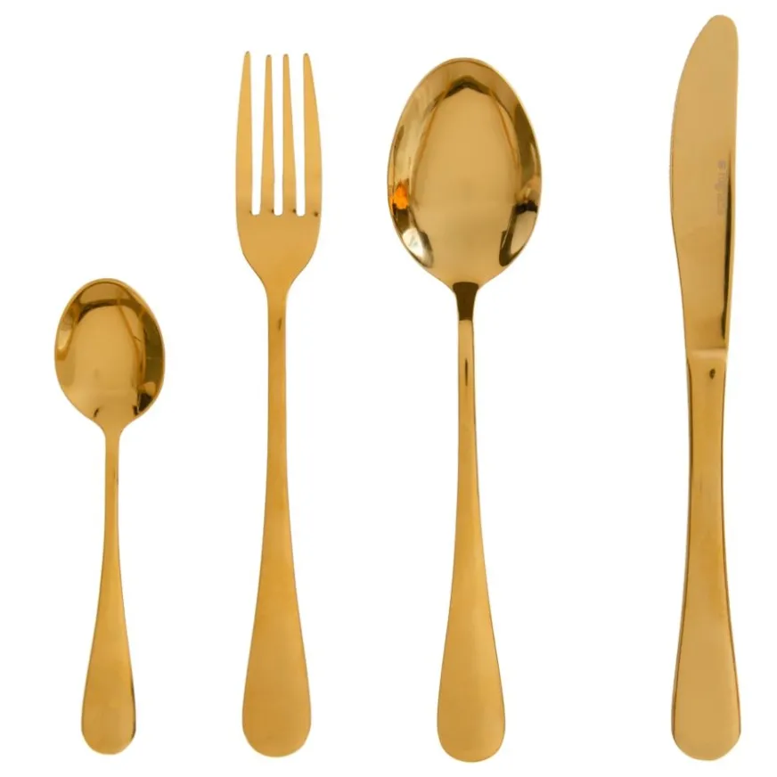 Banak Boly Couverts en acier inoxydable doré de 24 pièces