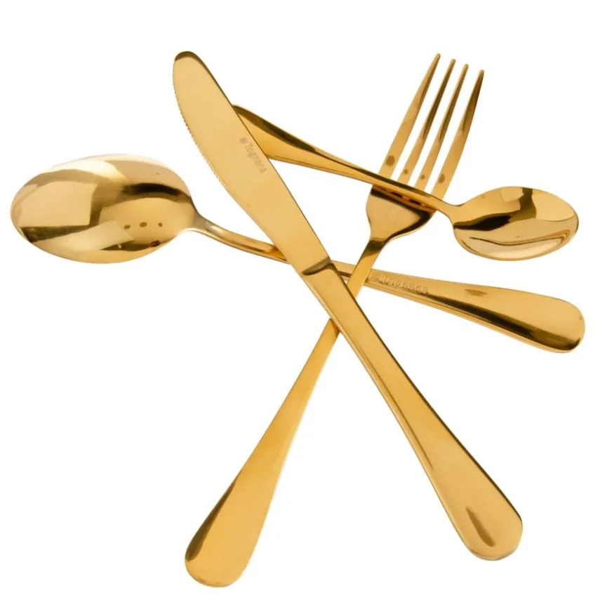 Banak Boly Couverts en acier inoxydable doré de 24 pièces