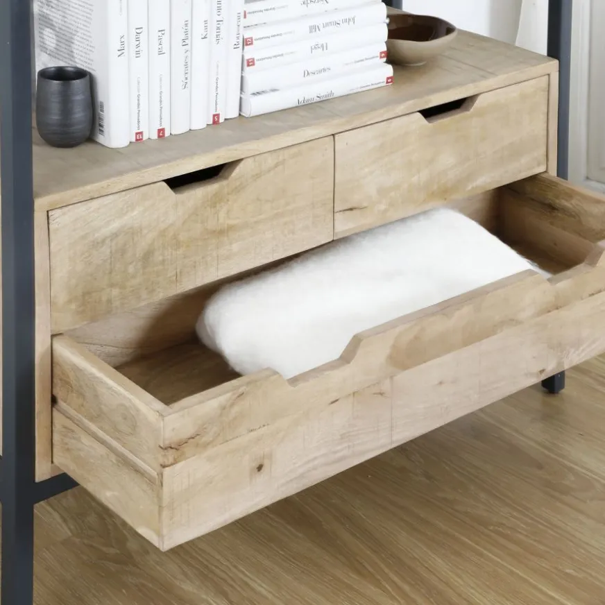 Banak Boston Meuble d'entrée en bois massif de manguier et métal