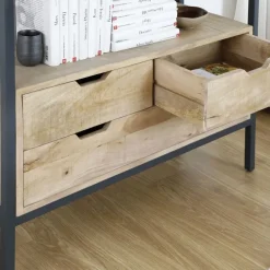 Banak Boston Meuble d'entrée en bois massif de manguier et métal