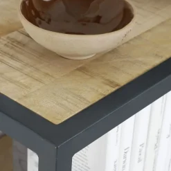 Banak Boston Meuble d'entrée en bois massif de manguier et métal