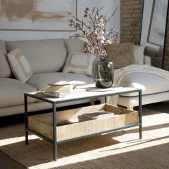 Banak Boston Table basse en bois massif de manguier et métal