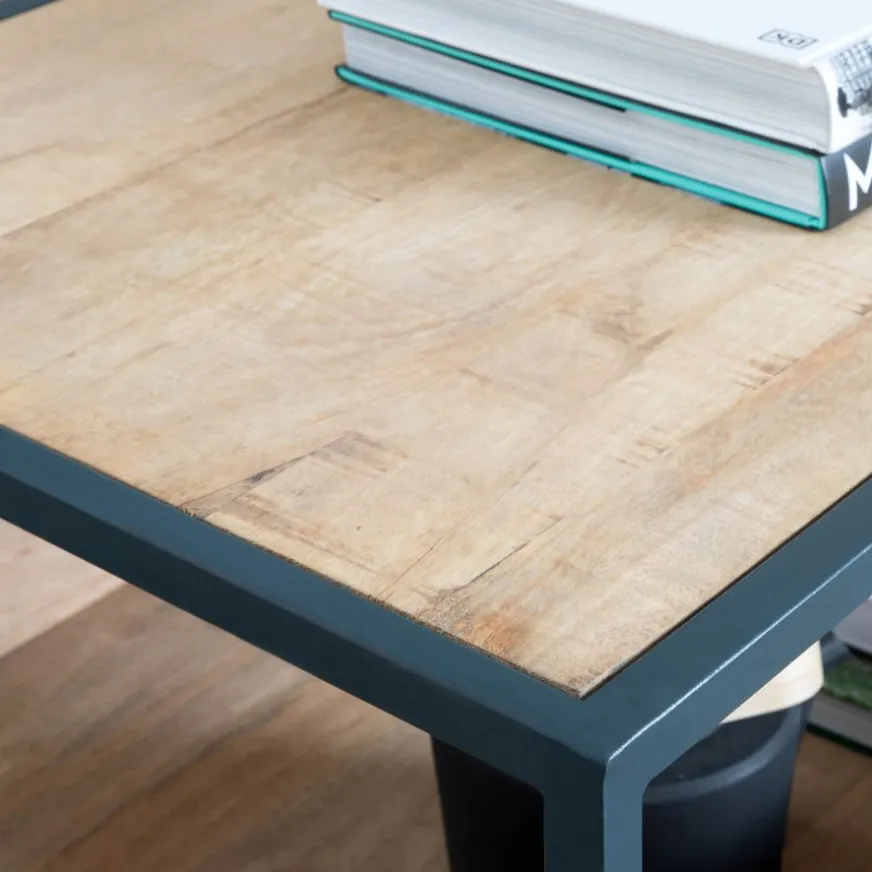 Banak Boston Table basse en bois massif de manguier et métal