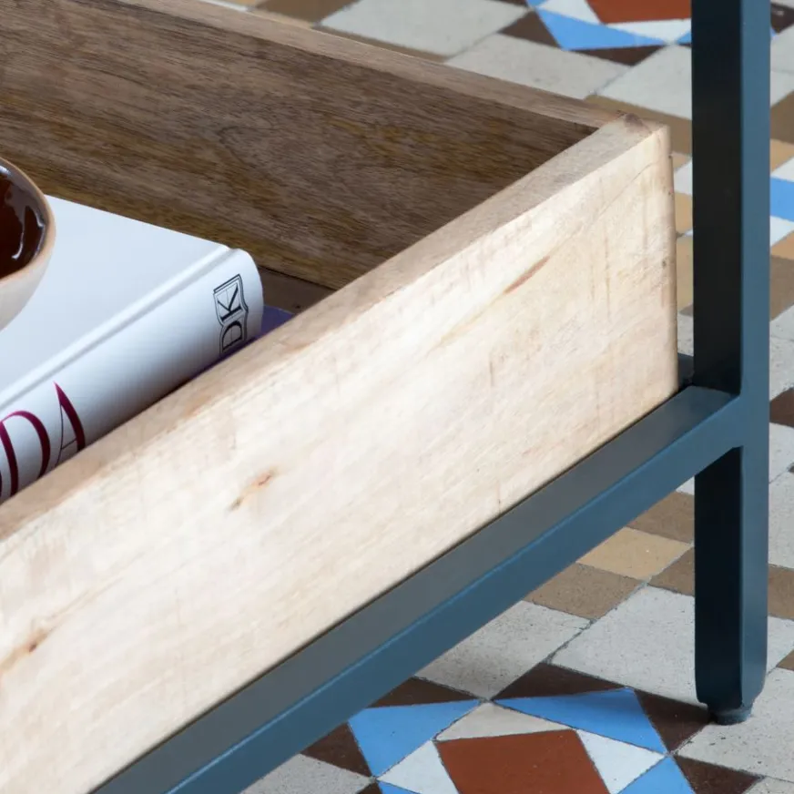 Banak Boston Table basse en bois massif de manguier et métal