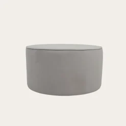 Banak Camille Puf de salón redondo tapizado en terciopelo gris