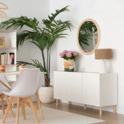 Banak Canes Buffet bas blanc mat et naturel duna