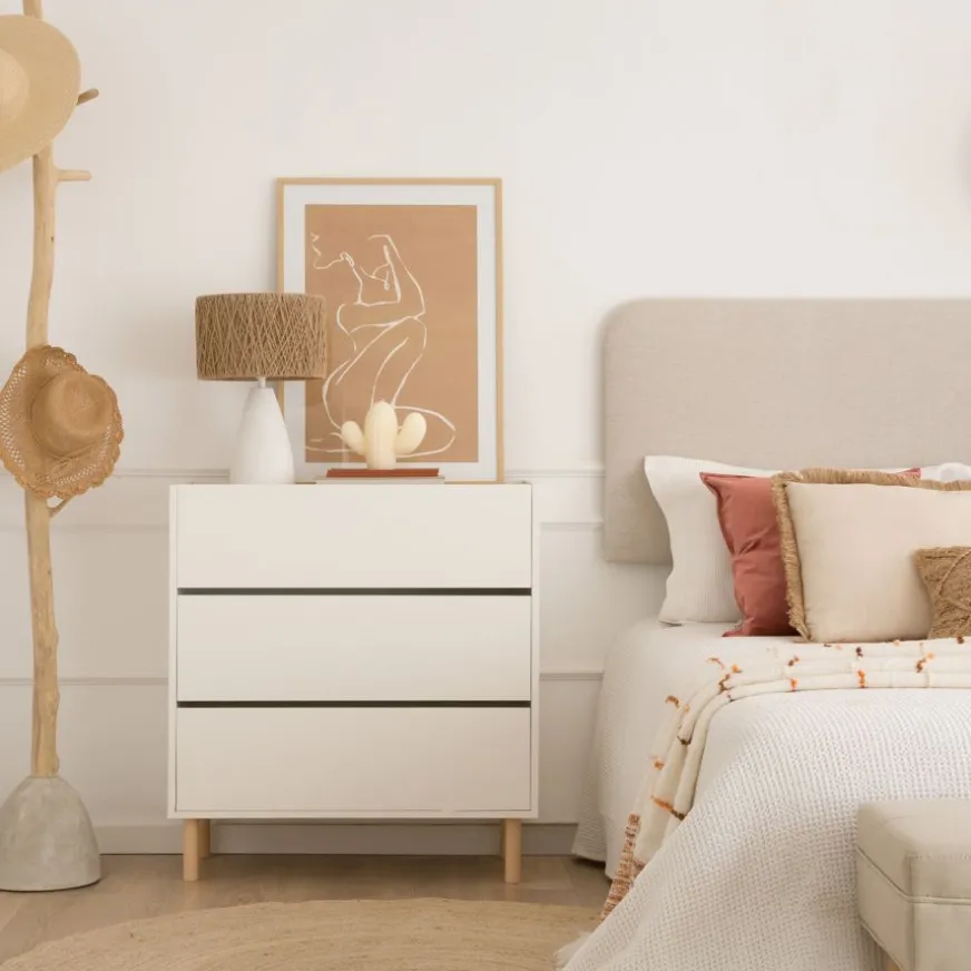 Enfant Banak Canes Commode blanc mat et naturel duna