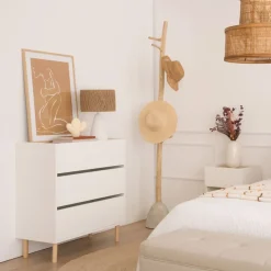 Enfant Banak Canes Commode blanc mat et naturel duna