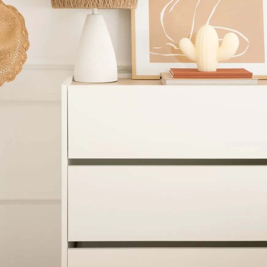 Enfant Banak Canes Commode blanc mat et naturel duna