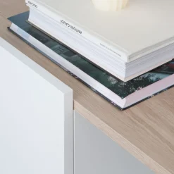 Banak Canes Meuble tv petit blanc mat et naturel duna